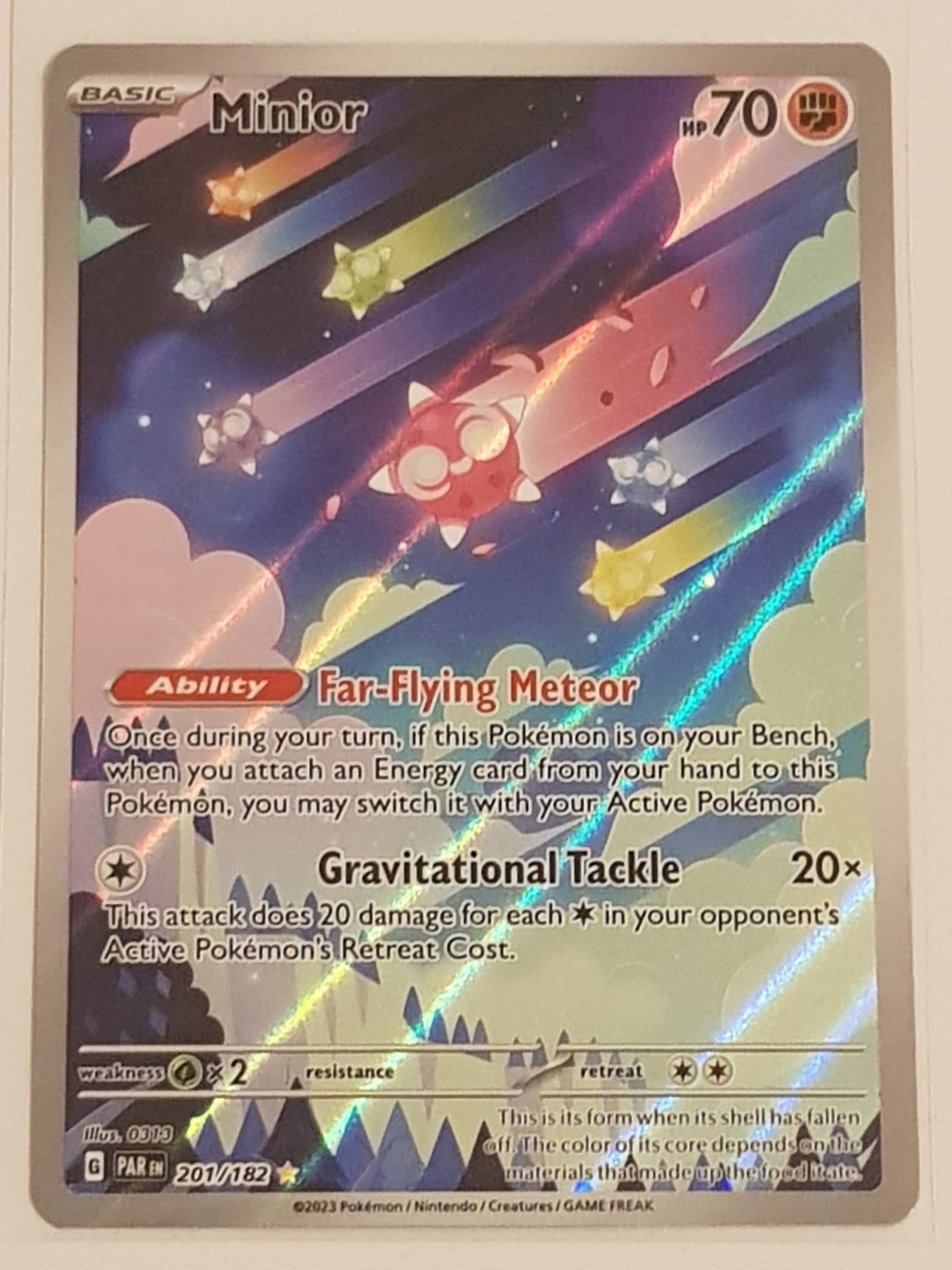 Pokemon Scarlet and Violet Paradox Rift Minior #201/182 Illustration Rare Holo Trading Card Pokemon Scarlet and Violet Paradox Rift Minior #201/182 Illustration Rare Holo Trading Card