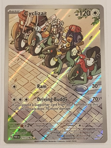 Pokemon Scarlet and Violet Paradox Rift Cyclizar #215/182 Illustration Rare Holo Trading Card