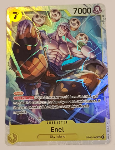 One Piece Card Game OP-05 Awakening of the New Era Enel #OP05-100 SR Foil Trading Card