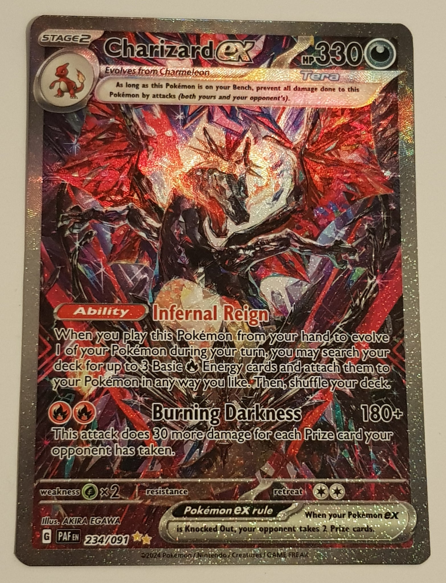 scarlet and violet paldean fates rare cards Pokemon Scarlet and Violet Paldean Fates Charizard Ex #234/091 Special Illustration Rare Holo Trading Card