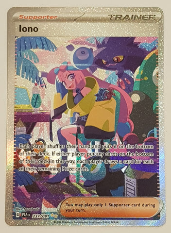 Pokemon Scarlet and Violet Paldean Fates Iono #237/091 Special Art Rare Holo Trading Card