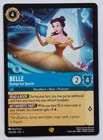 Disney Lorcana the First Chapter Belle Strange but Special #142/204 Legendary Rare Trading Card