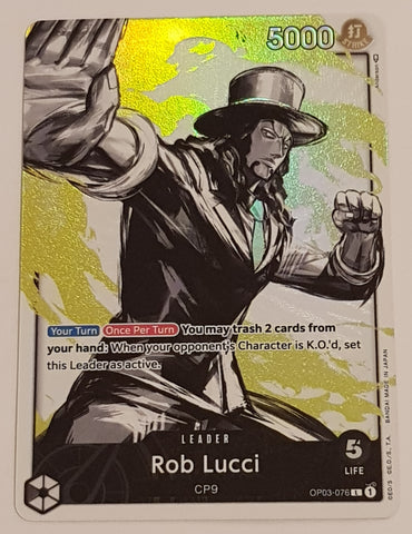 One Piece Card Game OP-03 Pillars of Strength #OP03-076 Rob Lucci Leader Alt Art Foil Trading Card