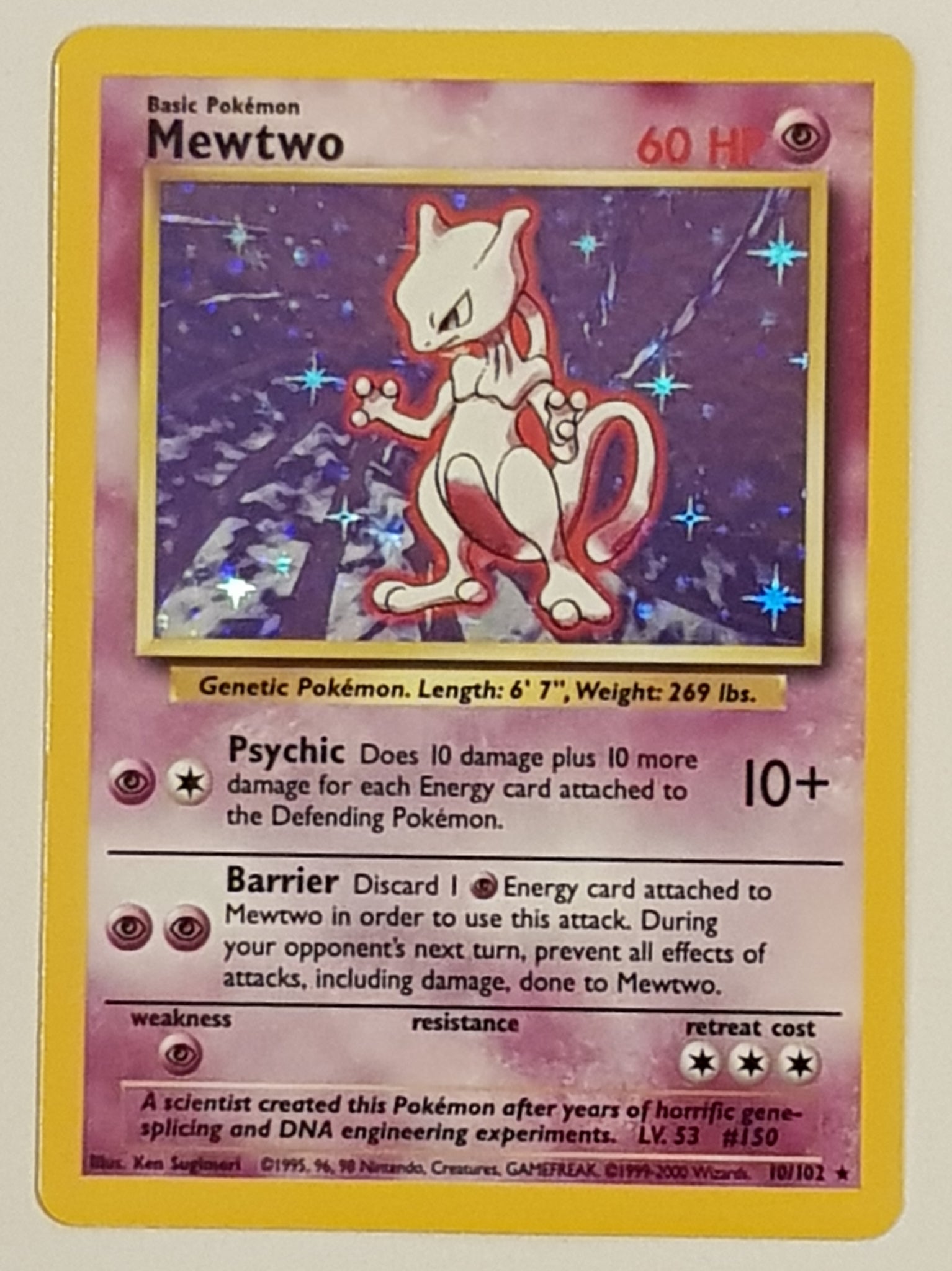 Pokemon Base Mewtwo #10/102 Holo Trading Card