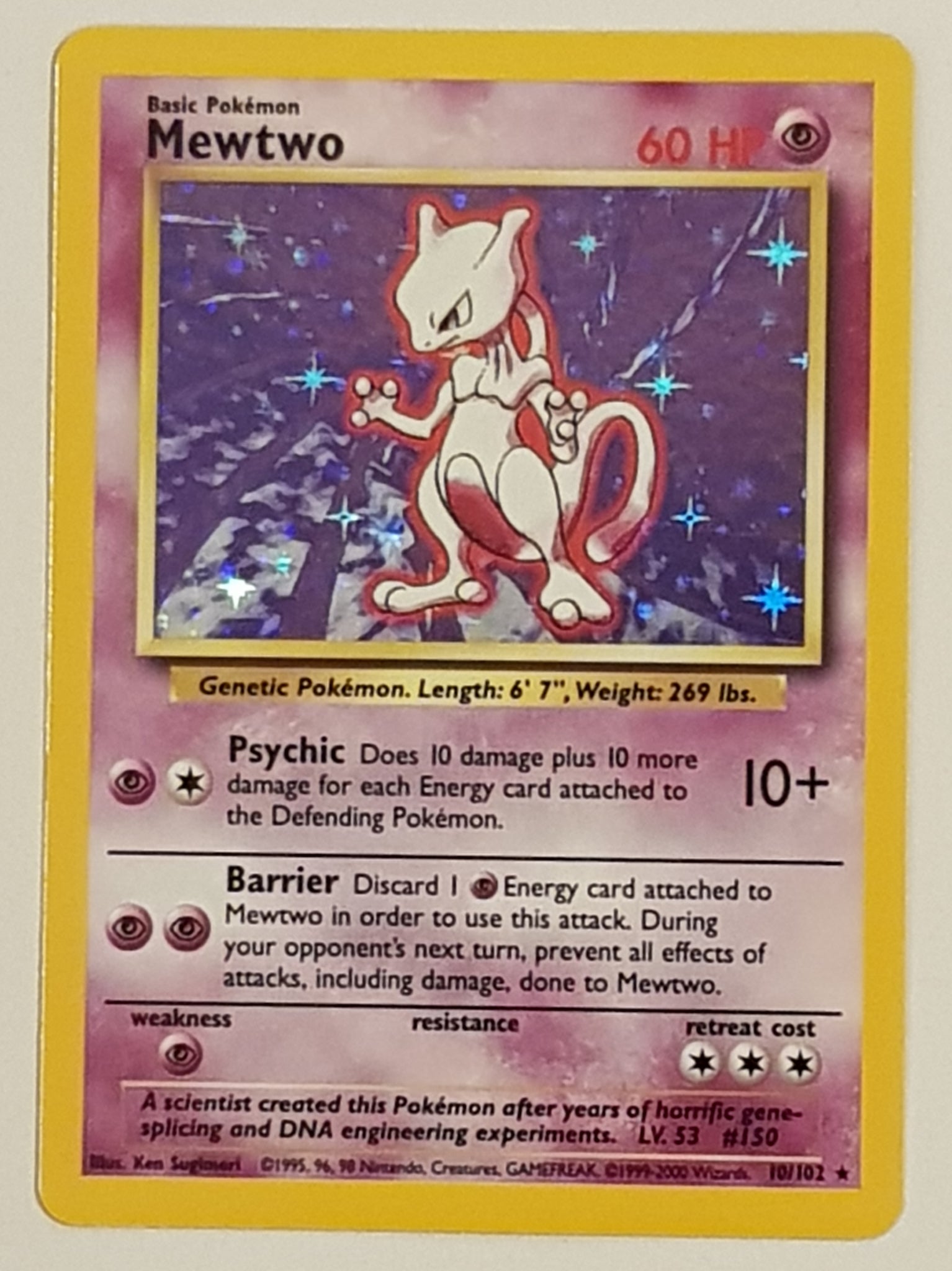 Pokemon Base Mewtwo #10/102 Holo Trading Card Pokemon Base Mewtwo #10/102 Holo Trading Card