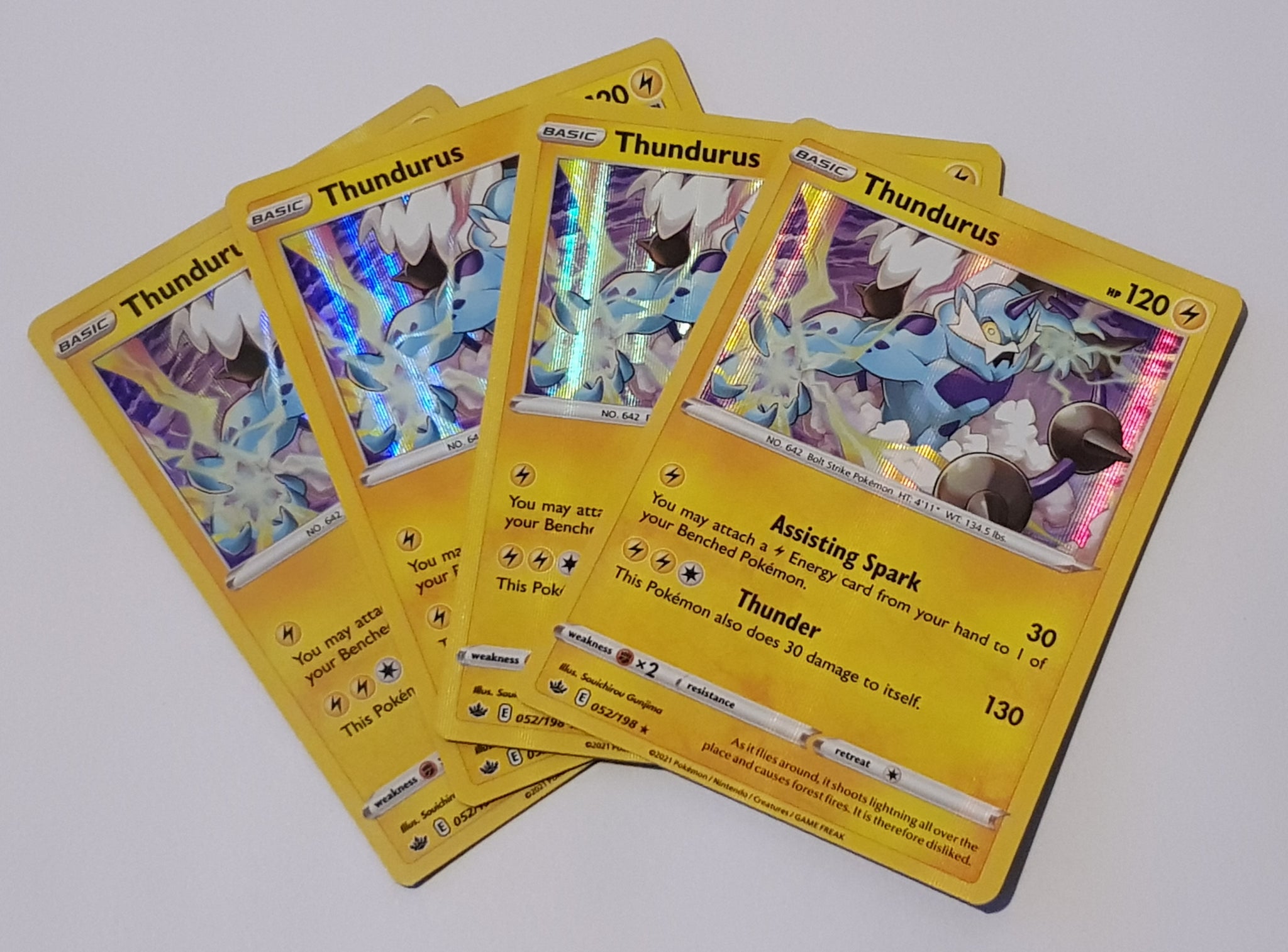 Pokemon Sword and Shield Chilling Reign Thundurus #052/198 Holo Rare Trading Card (Playset x4)