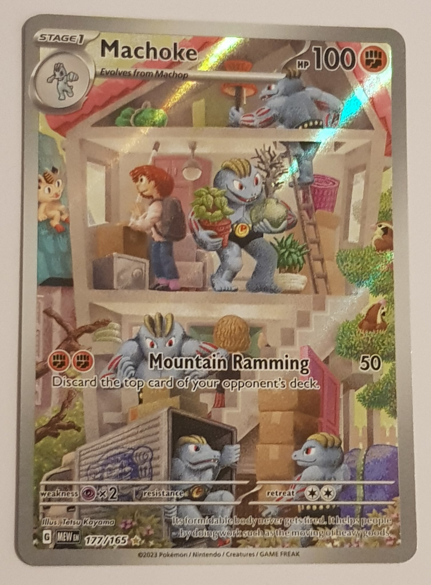 Pokemon Scarlet and Violet Mew 151 Machoke #177/165 Full Art Illustration Rare Holo Trading Card