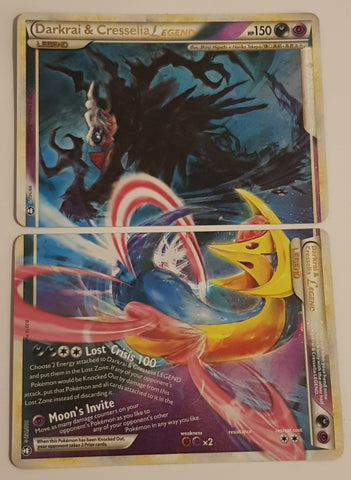 Pokemon Heart Gold & Soul Silver Triumphant Darkrai and Cresselia Legend #99+100/102 Holo Trading Card Set
