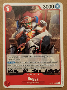 One Piece Card Game OP-03 Pillars of Strength Buggy #OP03-008 Trading Card (Signed by Mike McFarland)