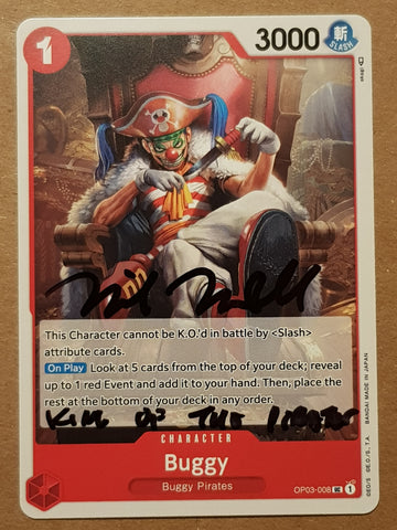 One Piece Card Game OP-03 Pillars of Strength Buggy #OP03-008 Trading Card (Signed by Mike McFarland)