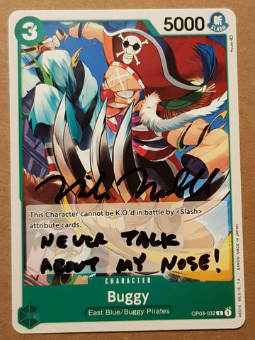 One Piece Card Game OP-03 Pillars of Strength Buggy #OP03-032 Trading Card (Signed by Mike McFarland)