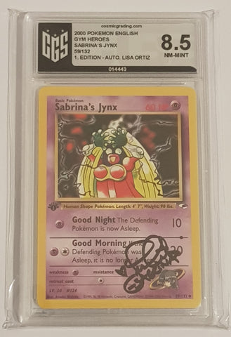 Pokemon Gym Heroes (1st Edition) Sabrina's Jynx #59/132 CGS 8.5 Trading Card (Signed by Lisa Ortiz)