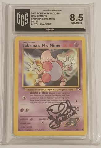Pokemon Gym Heroes Sabrina's Mr. Mime #94/132 CGS 8.5 Trading Card (Signed by Lisa Ortiz)