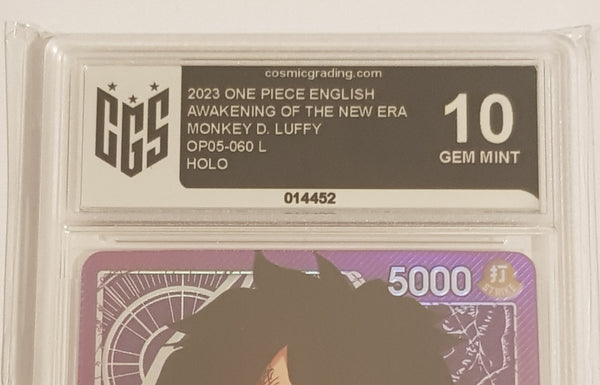 One Piece Card Game OP-05 Awakening of the New Era Monkey D Luffy #OP05-060 Leader Alt Art Parallel Foil CGS 10 Trading Card