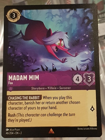 Disney Lorcana Rise of the Floodborn Madam Mim Fox #46/204 Rare Trading Card