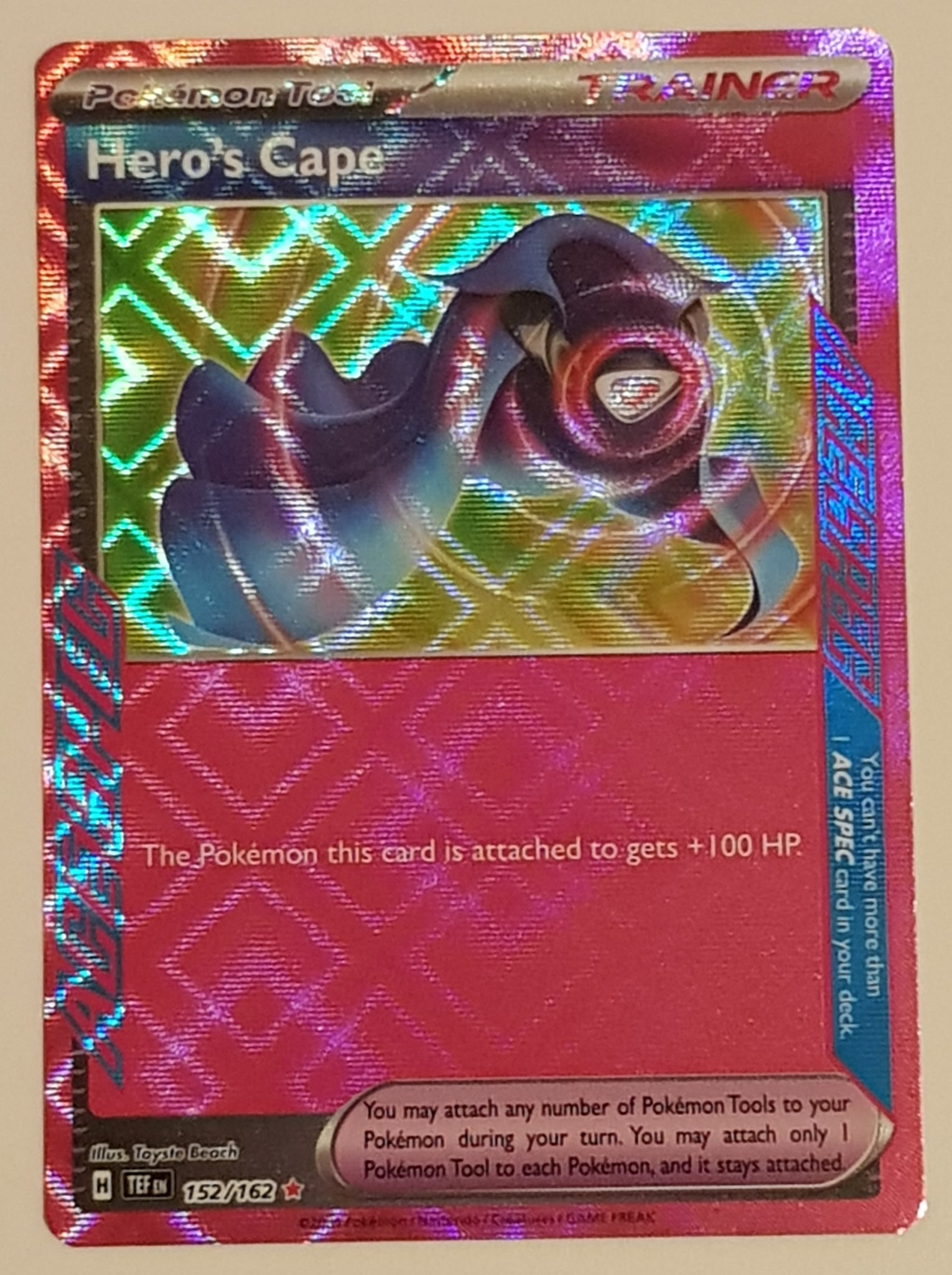 Pokemon Scarlet and Violet Temporal Forces Hero's Cape #152/162 Ace Spec Rare Holo Trading Card Pokemon Scarlet and Violet Temporal Forces Hero's Cape #152/162 Ace Spec Rare Holo Trading Card