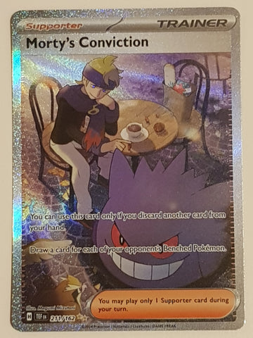 Pokemon Scarlet and Violet Temporal Forces Morty's Conviction #211/162 Special Illustration Rare Holo Trading Card