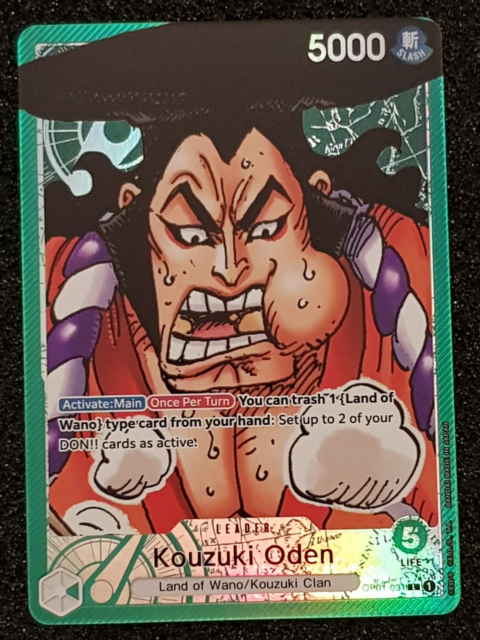 One Piece Card Game OP-01 Romance Dawn Kouzuki Oden #OP01-031 Alt Art Leader Foil Trading Card