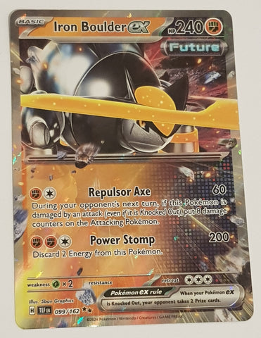 Pokemon Scarlet and Violet Temporal Forces Iron Boulder Ex #099/162 Rare Holo Trading Card