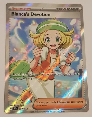 Pokemon Scarlet and Violet Temporal Forces Bianca's Devotion #197/162 Full Art Rare Holo Trading Card