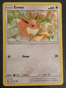 Pokemon Sun and Moon Lost Thunder Eevee #155/214 Cracked Ice Holo Trading Card