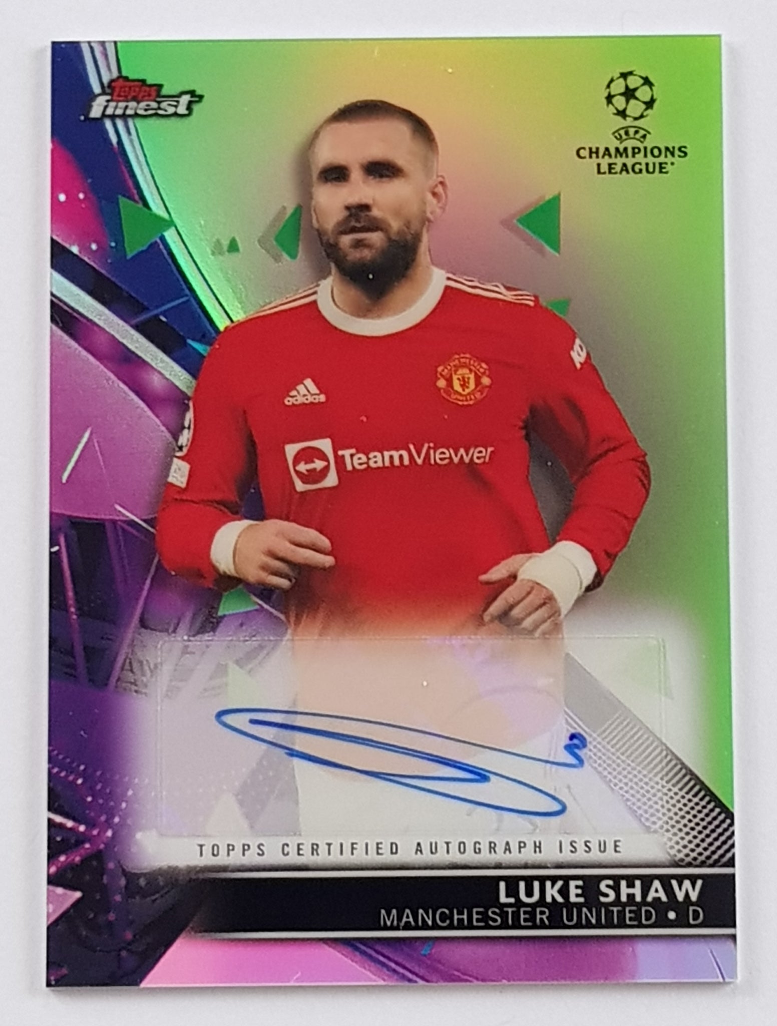 2021-22 Topps Finest UEFA Champions League Luke Shaw #BA-LS Autograph Trading Card