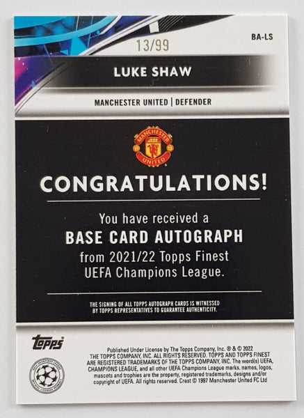 2021-22 Topps Finest UEFA Champions League Luke Shaw #BA-LS Autograph Trading Card