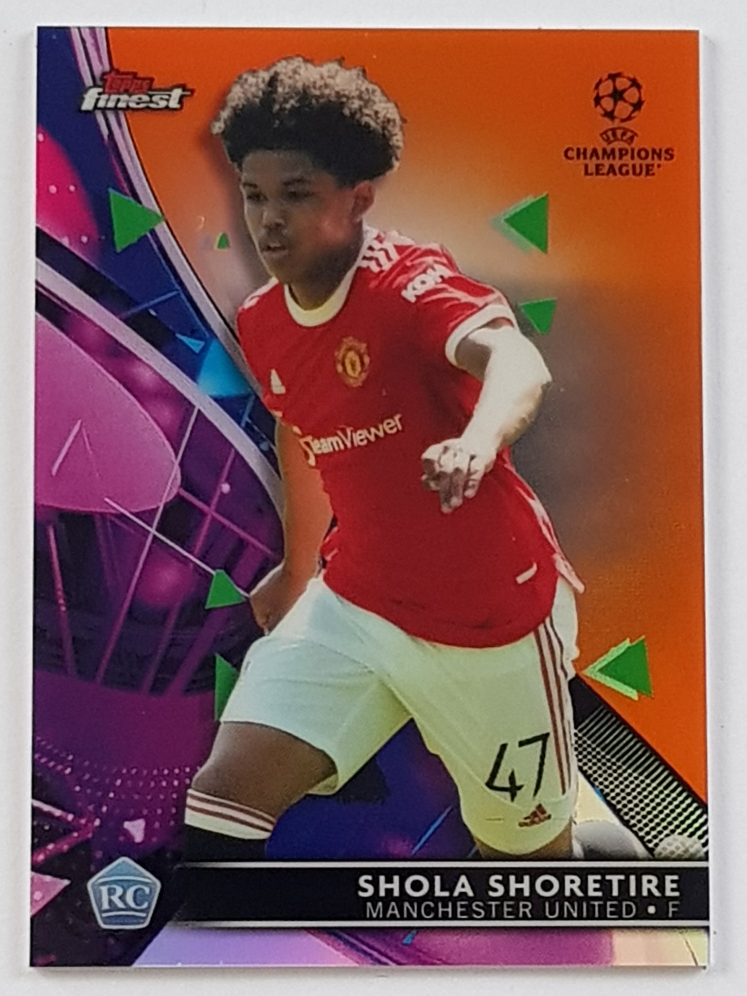 2022-23 Topps Finest UEFA Champions League Shola Shoretire #54 Orange Wave /25 Rookie Card