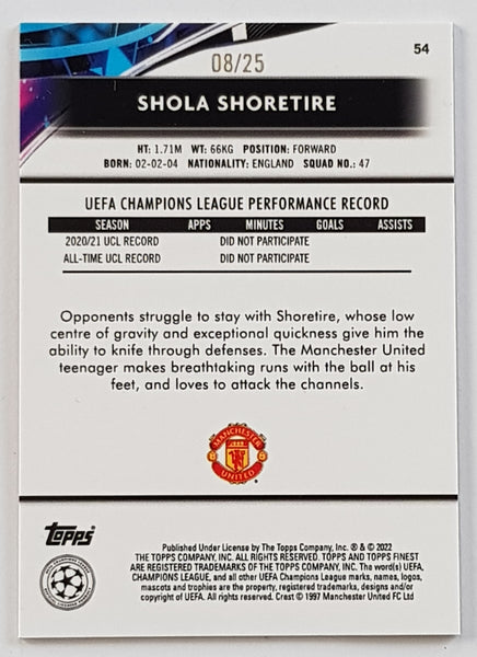 2022-23 Topps Finest UEFA Champions League Shola Shoretire #54 Orange Wave /25 Rookie Card