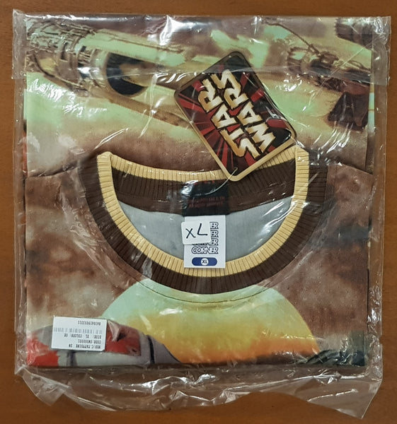 1999 Star Wars Episode One Phantom Menace Tatooine Anakin Skywalker All Over Print T-shirt XL Light Brown (Vtg)