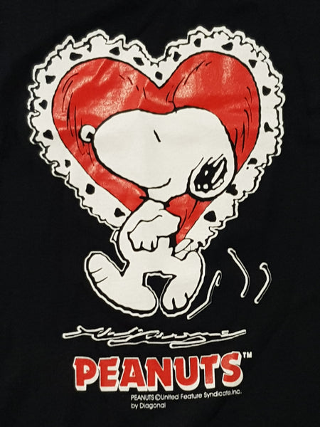 90's Peanuts Snoopy T-shirt XL Black (Vtg)