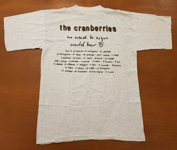 1995 The Cranberries 'No Need to Argue' World Tour '95 (UK/Europe Tour Dates) T-shirt XL Light Grey (Vtg)