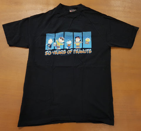 2000 Peanuts '50 Years of Peanuts' Decades T-shirt L Black (Vtg)
