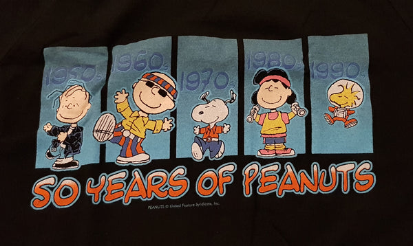 2000 Peanuts '50 Years of Peanuts' Decades T-shirt L Black (Vtg)