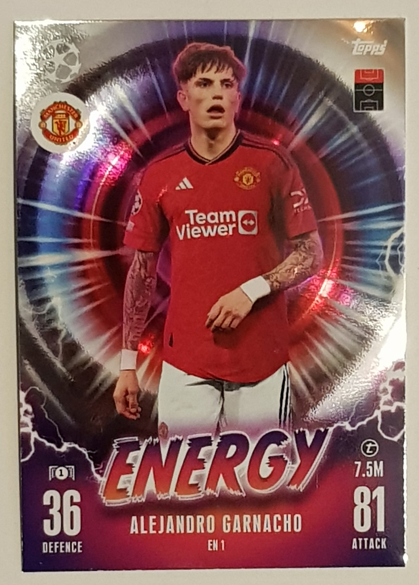 2023-24 Topps Match Attax UCL Alejandro Garnacho Energy #EN1 Trading Card