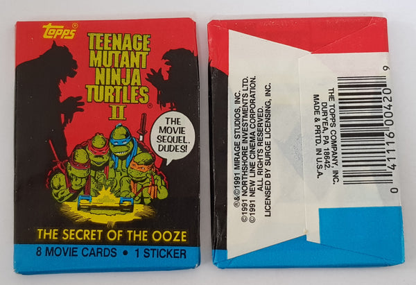 1991 Topps Teenage Mutant Ninja Turtles The Secret of Ooze Movie Trading Cards Sealed Wax Pack
