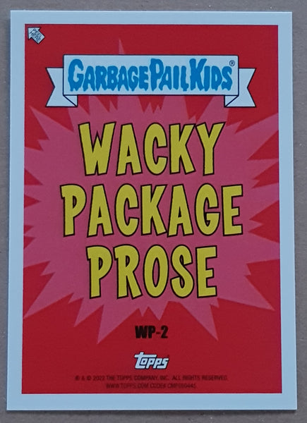 2022 Garbage Pail Kids Book Worms 'Wacky Package Prose' Heaving Metal #WP-2 Trading Card Insert