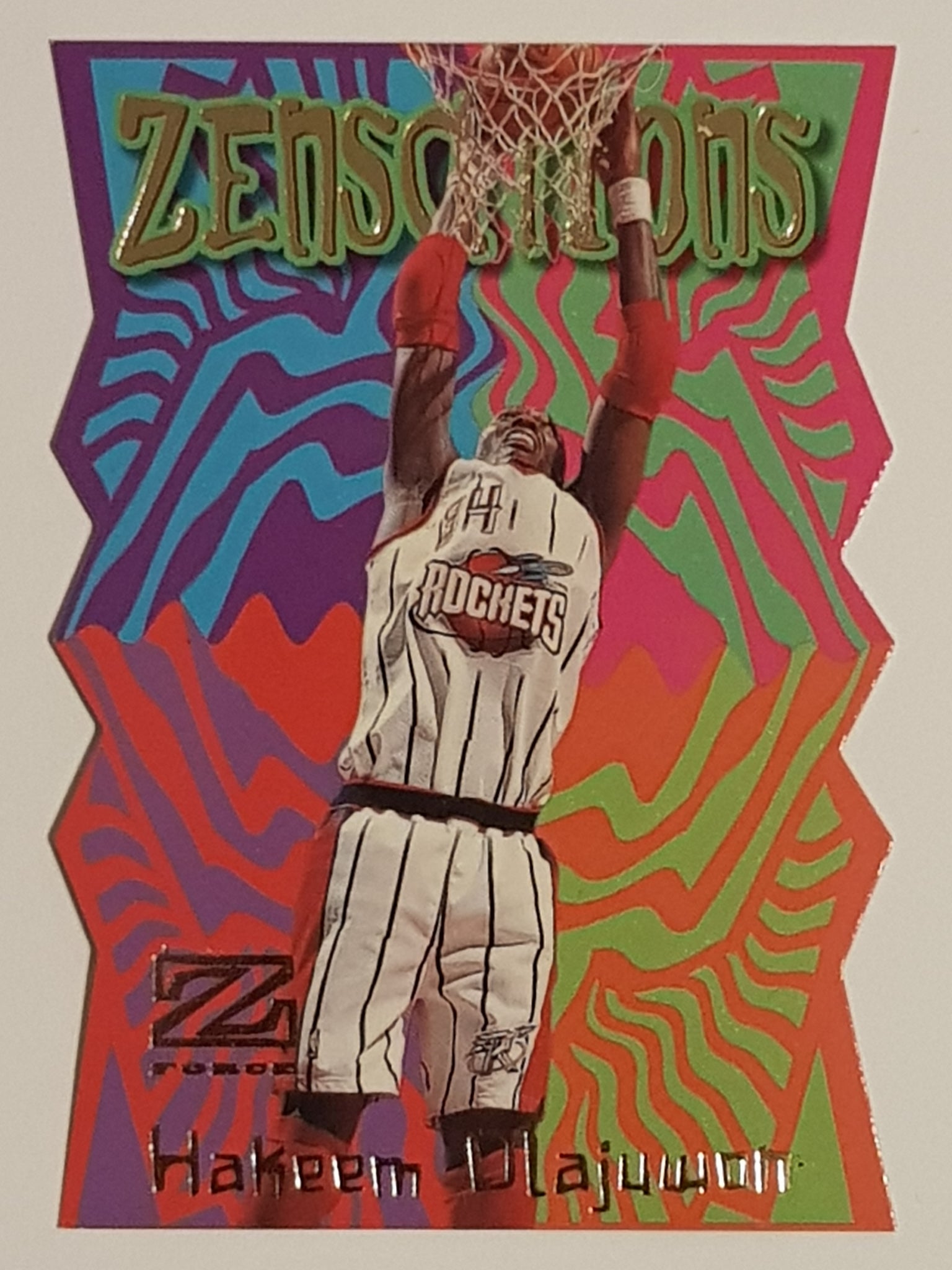 1997-98 Skybox Z-Force Zensations Hakeem Olajuwon #13ZN Die-Cut Trading Card Insert