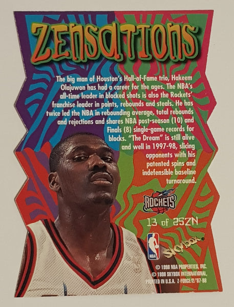 1997-98 Skybox Z-Force Zensations Hakeem Olajuwon #13ZN Die-Cut Trading Card Insert