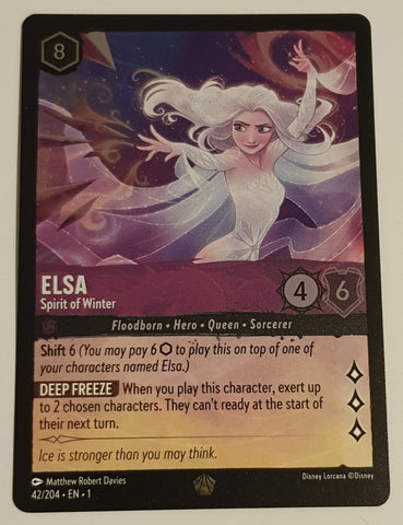Disney Lorcana the First Chapter Elsa Spirit of Winter #42/204 Legendary Rare Foil Trading Card
