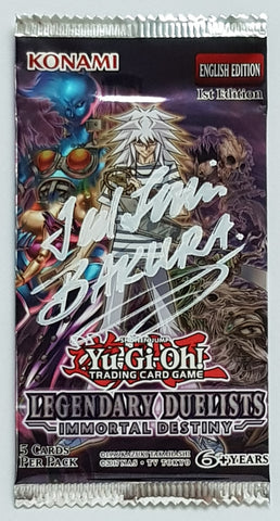 Yu-Gi-Oh! Legendary Duelists Immortal Destiny -1st Edition- Sealed Booster Pack (Signed by Ted Lewis)