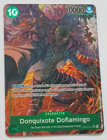 One Piece Card Game OP-04 Kingdoms of Intrigue Donquixote Doflamingo #OP04-031 SR Alt Art Foil Trading Card