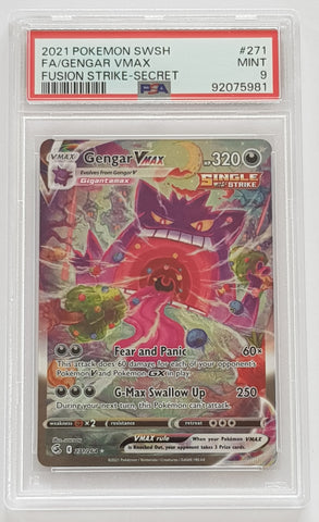 Pokemon Sword and Shield Fusion Strike Gengar Vmax #271/264 PSA 9 Holo Alt Art Secret Rare Trading Card