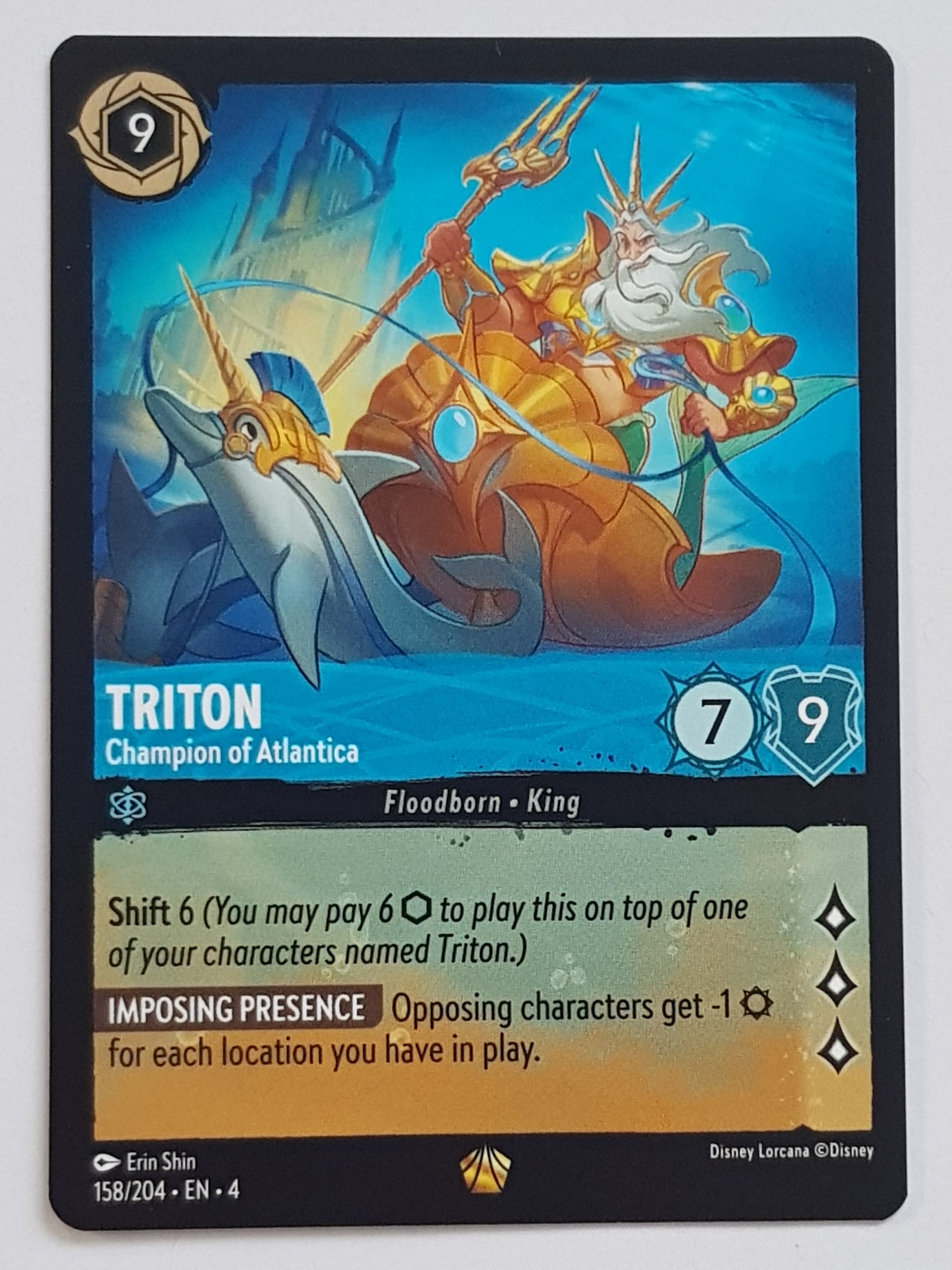 Disney Lorcana Ursula's Return Triton Champion of Atlantica #158/204 Legendary Rare Trading Card