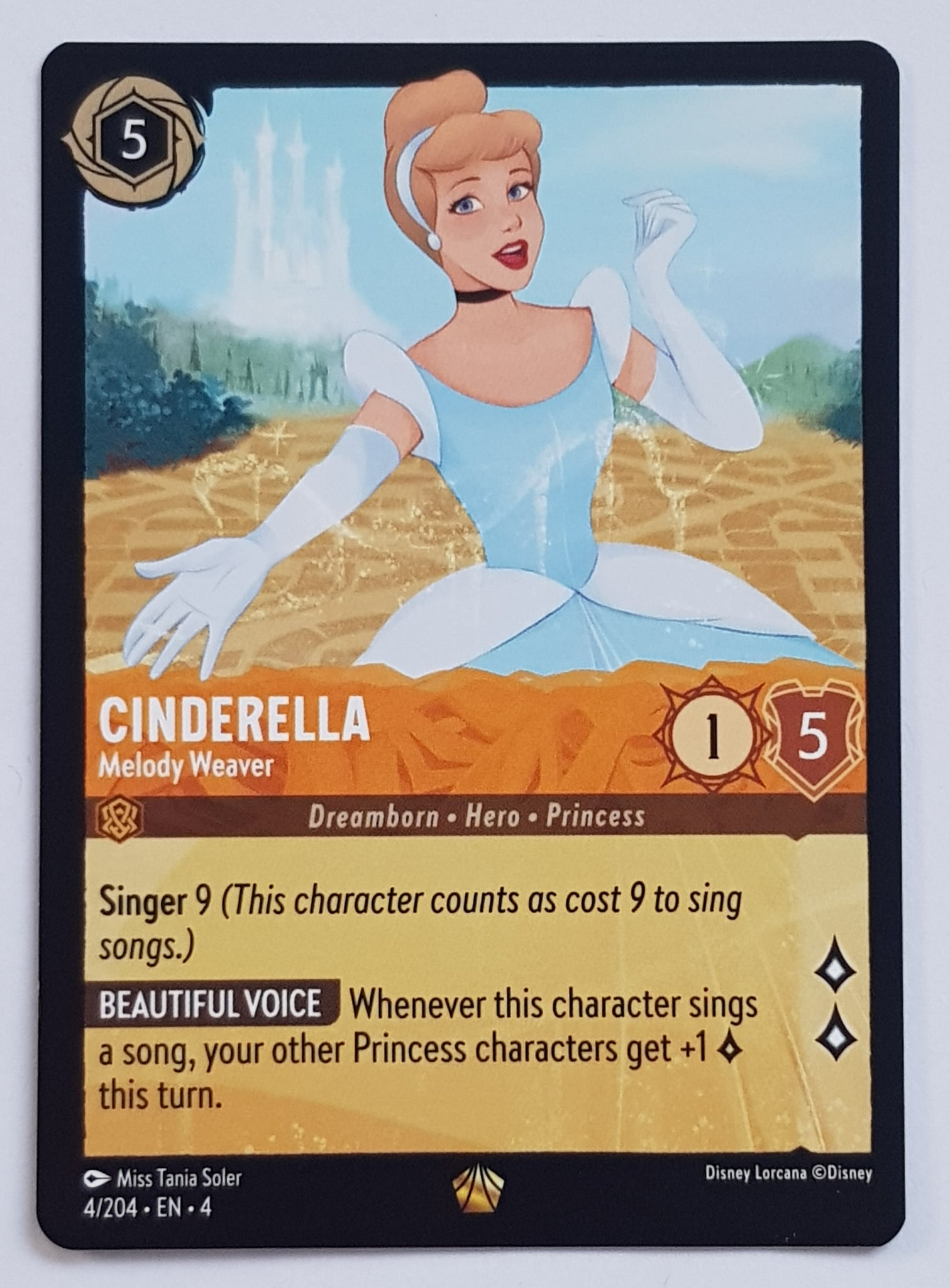 Disney Lorcana Ursula's Return Cinderella Melody Weaver #4/204 Legendary Rare Trading Card