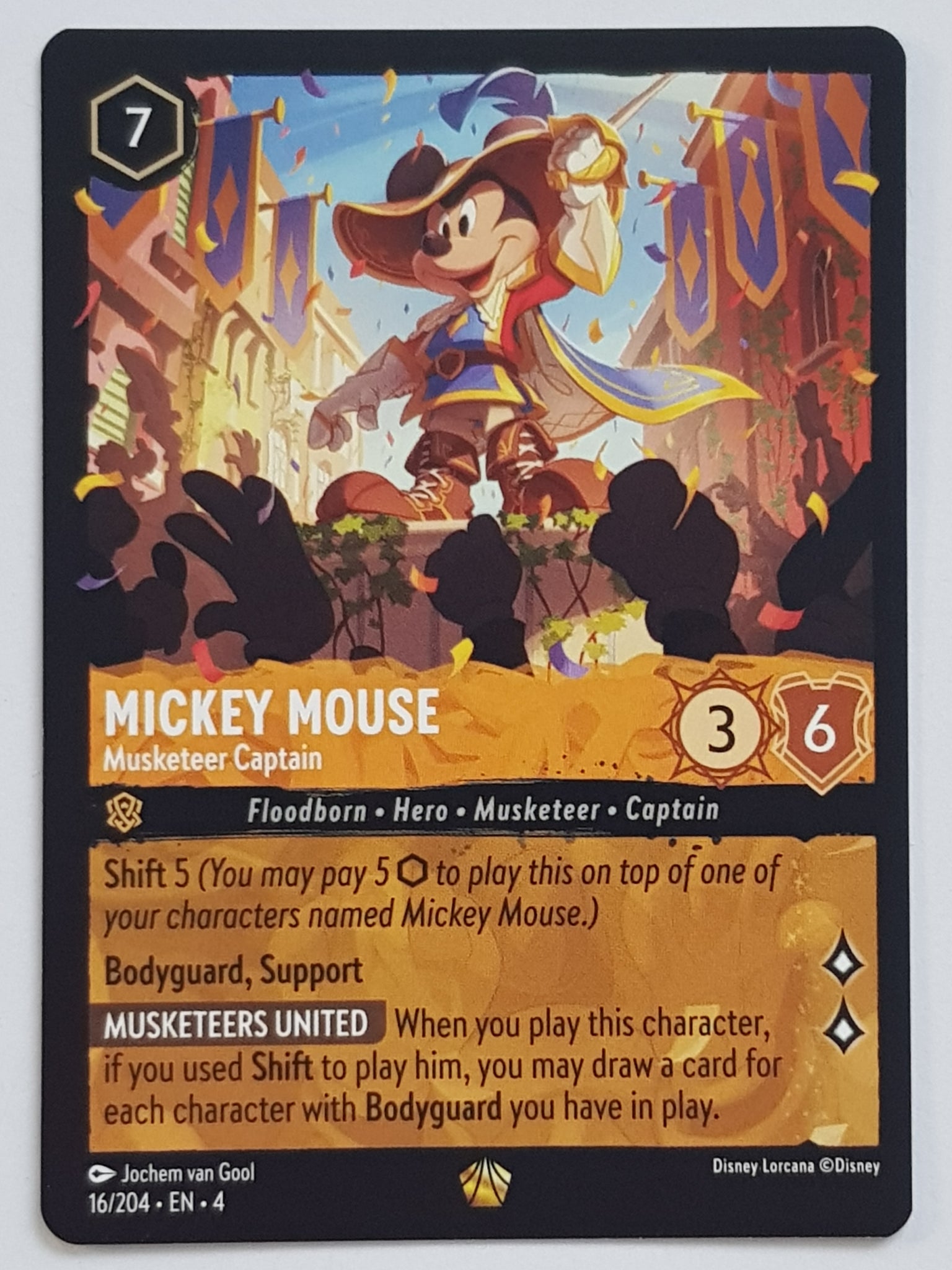 Disney Lorcana Ursula's Return Mickey Mouse Musketeer Captain #16/204 Legendary Rare Trading Card