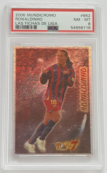 2006-07 Mundicromo Las Fichas de La Liga Top 7 Ronaldinho #662 PSA 8 Foil Trading Card