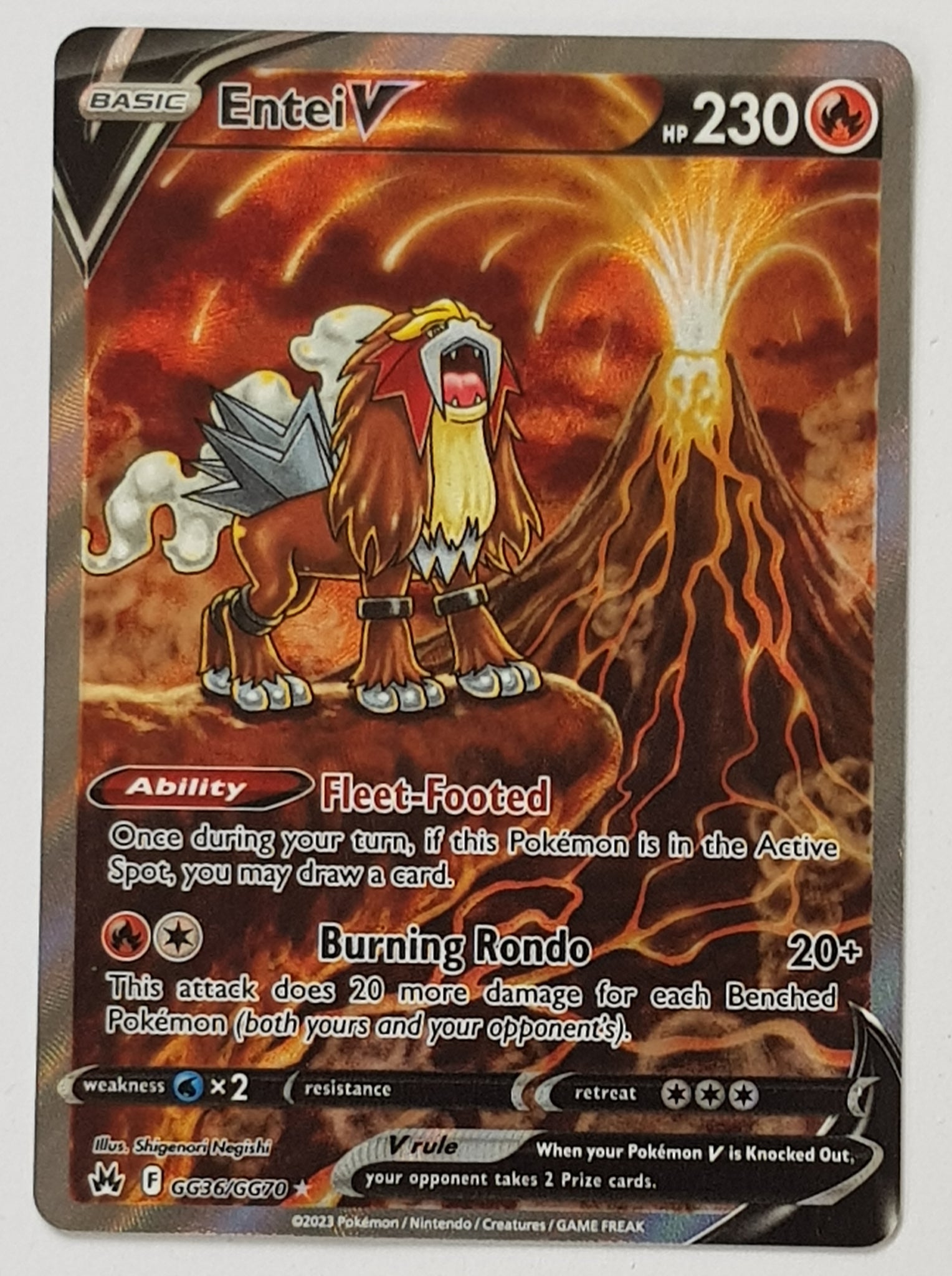 Pokemon Sword and Shield Crown Zenith Entei V #GG36/GG70 Holo Trading Card