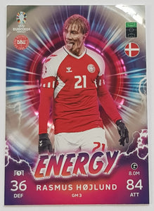 Topps Match Attax UEFA Euro 2024 Rasmus Højlund Energy #GM3 Trading Card