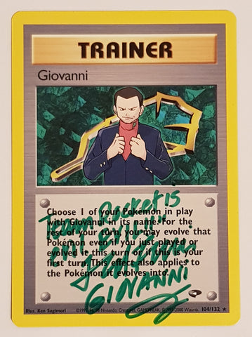 Pokemon Gym Challenge Giovanni #104/132 Non-Holo Rare Trading Card (Signed by Ted Lewis)